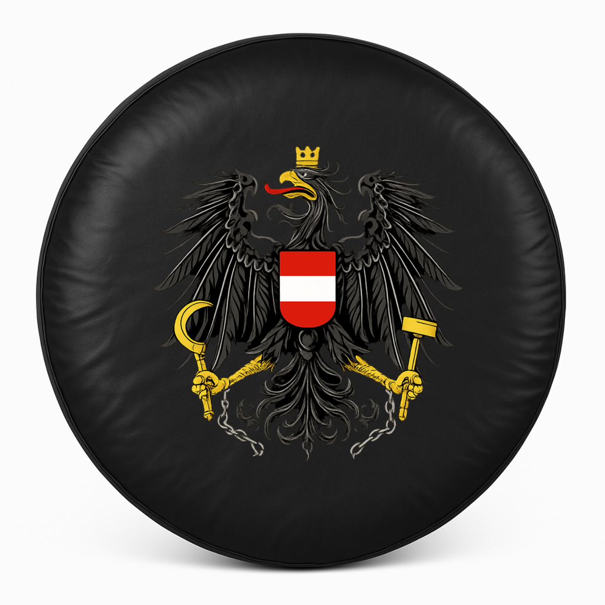 Reserveradabdeckung Österreich Wappen - Frontansicht