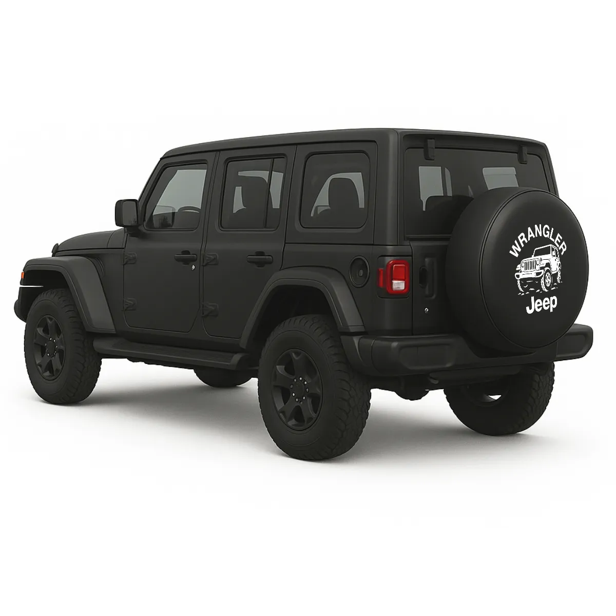 Jeep Reserveradabdeckung Wrangler Seitenansicht auf Fahrzeug