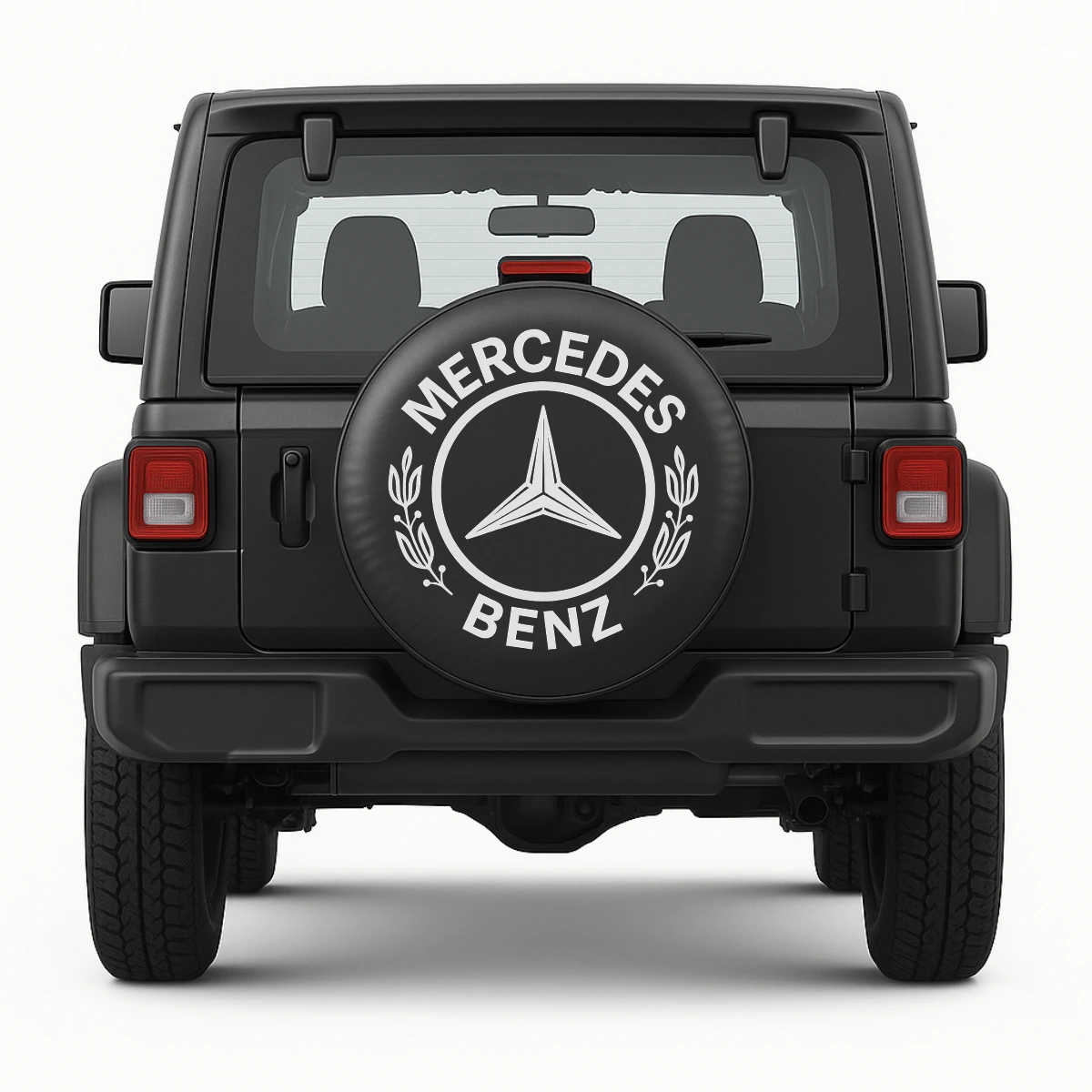 Copriruota di scorta G Wagon modello classico mostrato montato sul veicolo.