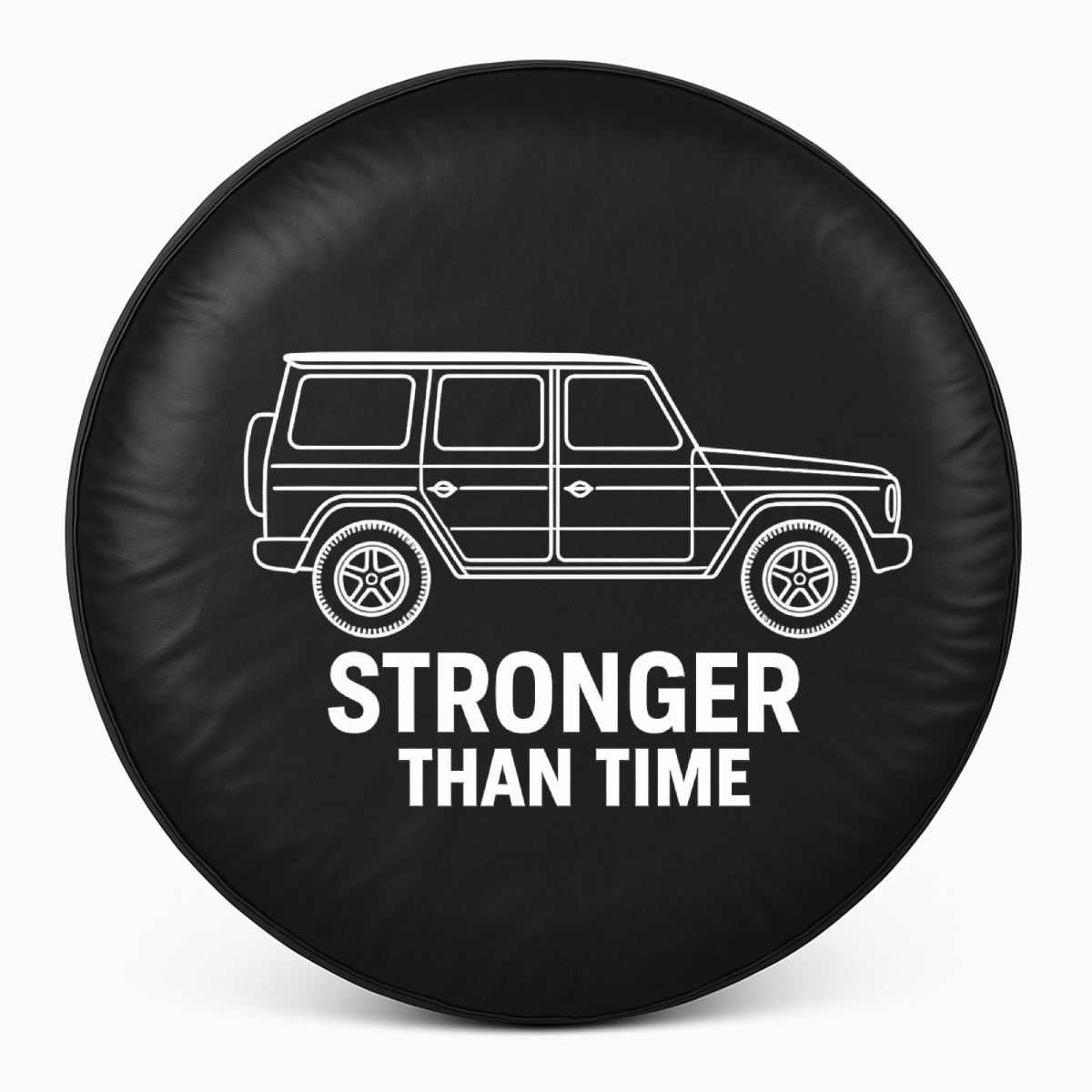 Copriruota di scorta G Wagon – Stronger Than Time con vista frontale del design sulla copertura.