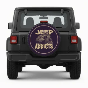 Copriruota di scorta "Jeep Addicts" - anteriore sul veicolo