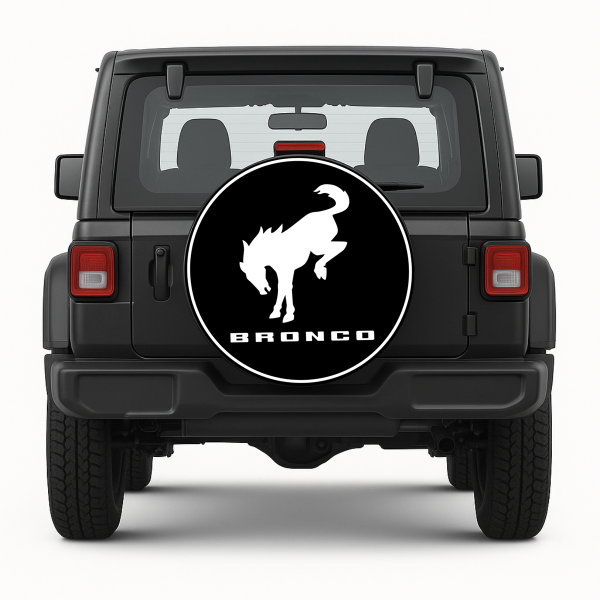 Copriruota di scorta "Logo Bronco" - anteriore sul veicolo