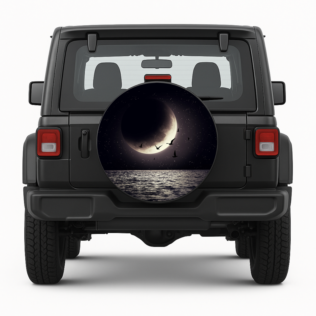 Copriruota di scorta "Luna e Mare" - anteriore sul veicolo