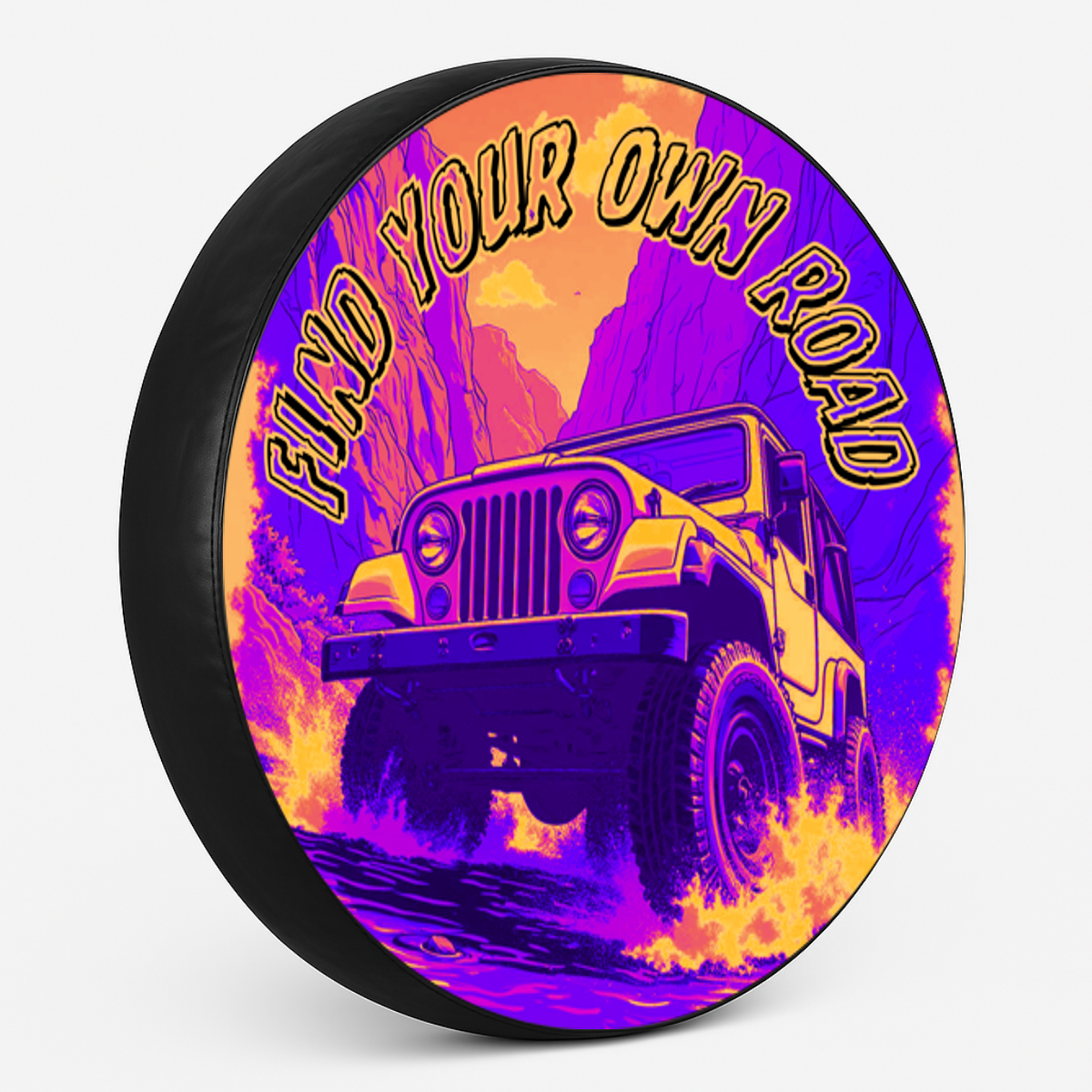 Reservewielhoes "Find Your Own Road" zijaanzicht