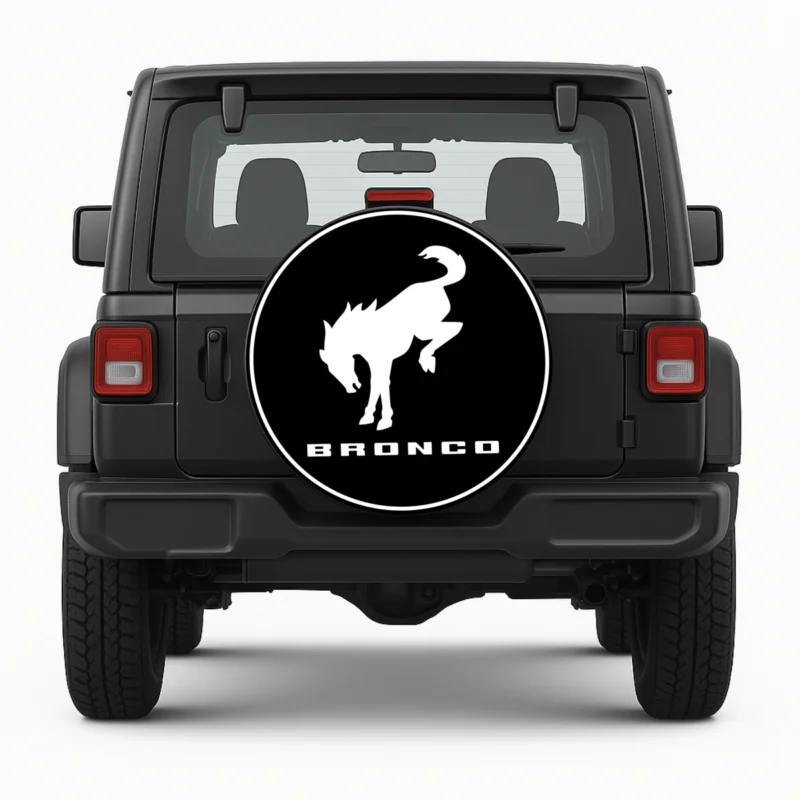 Reservewielhoes "Ford Bronco Logo" voorkant op voertuig