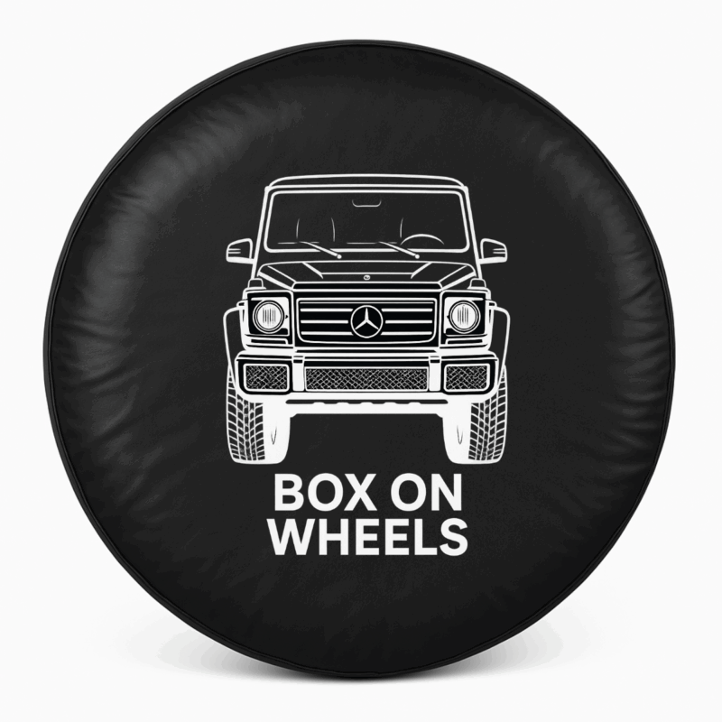 G Wagon Spare Tire Cover – Box On Wheels showing design for spare tire cover.