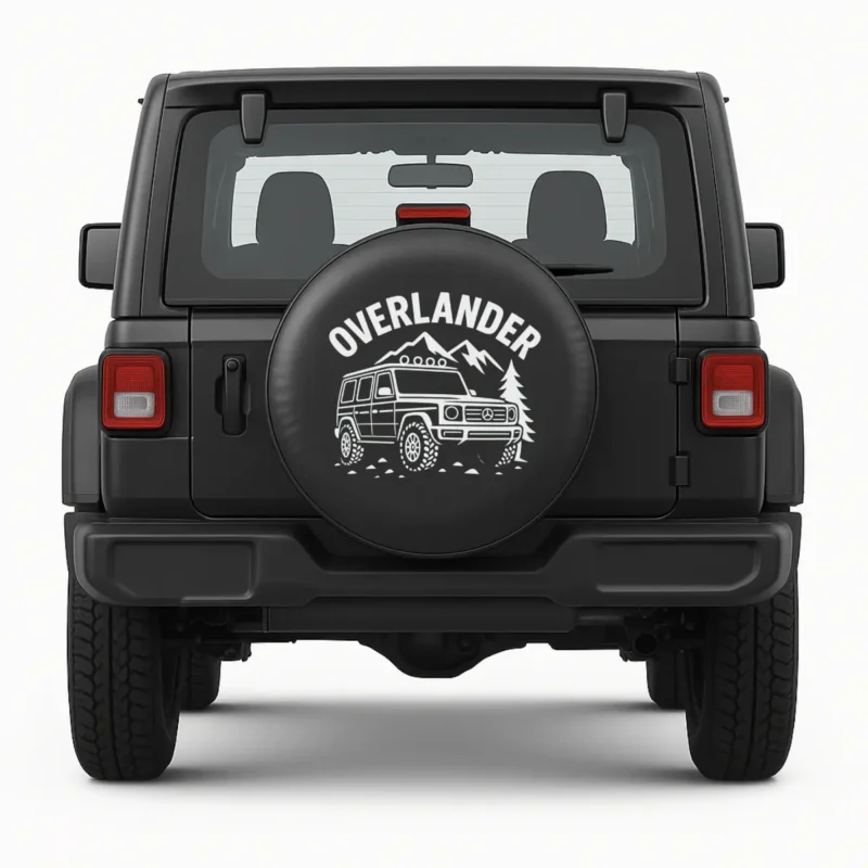 G Wagon Spare Tire Cover – Overlander front view on vehicle