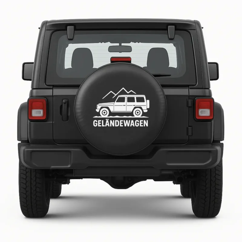 G Wagon Spare Tire Cover - Gelandewagen showing design on front of spare tire cover on vehicle.