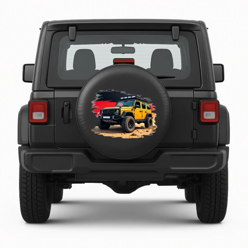 G-Wagon spare tire cover front on vehicle - Germany