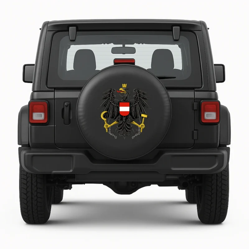 Spare tire cover Austria Coat of Arms - Front view on vehicle