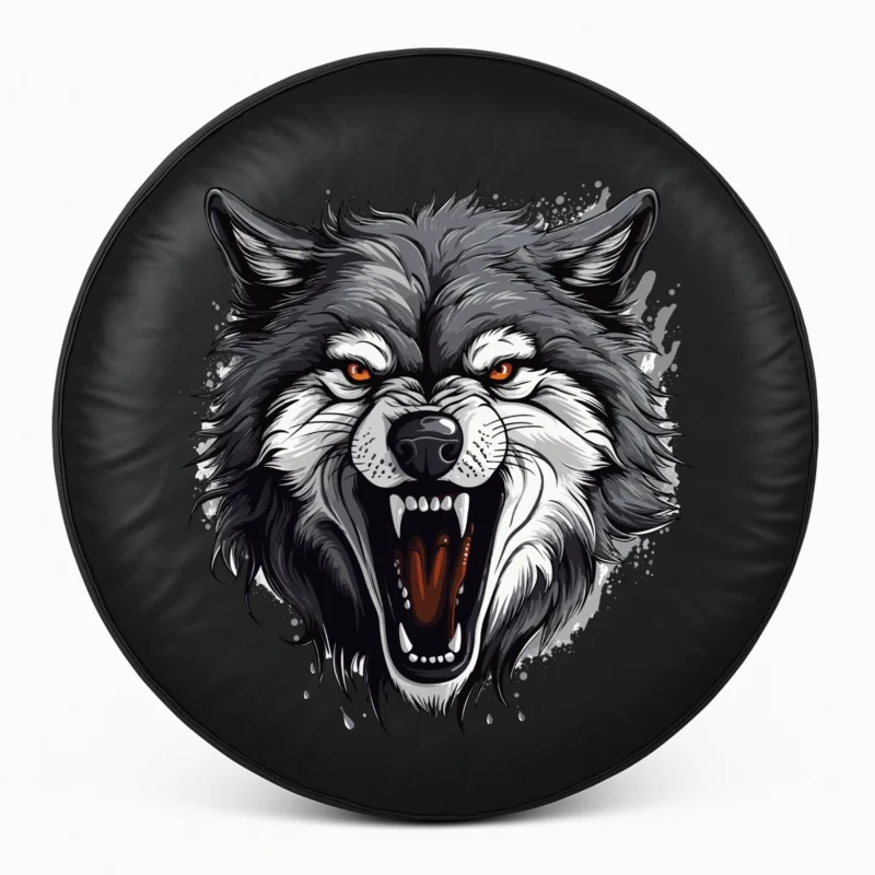 Spare tire cover Wolf - front view