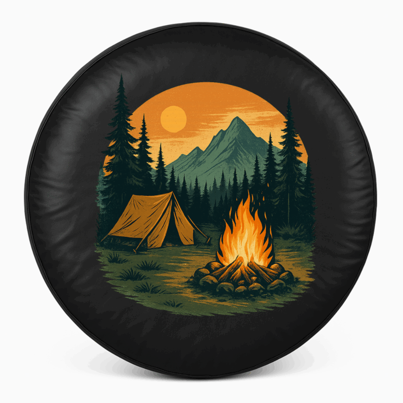 camping spare tire cover front view