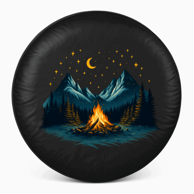 camping spare tire cover front view
