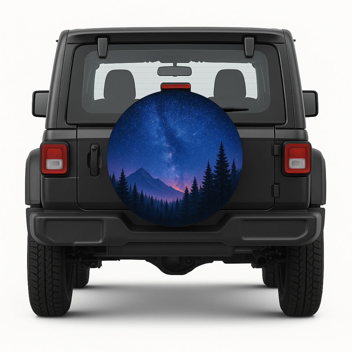 under the stars spare tire cover - front view on vehicle