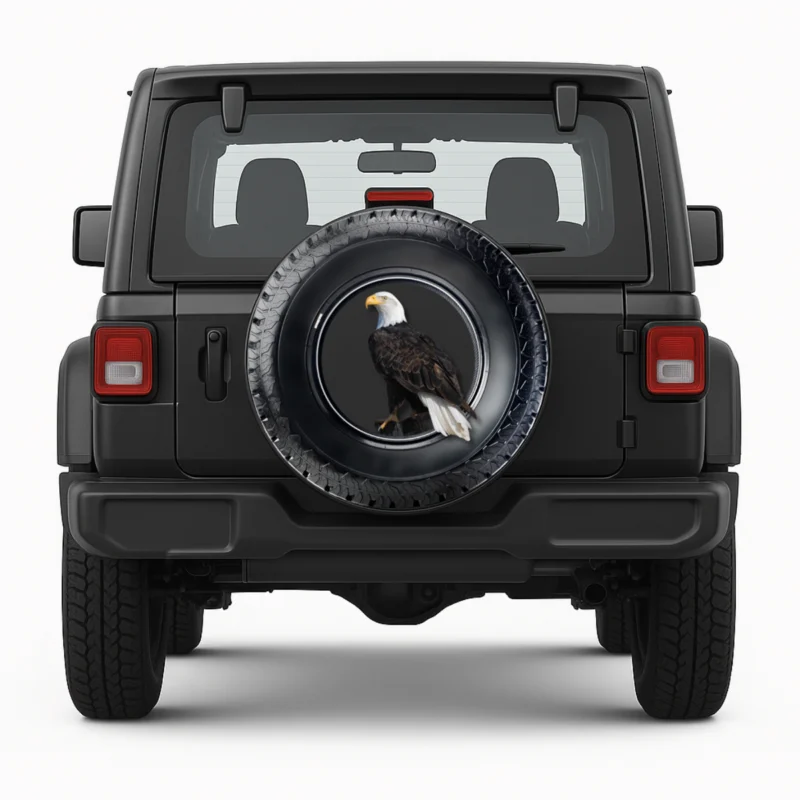 "Eagle" Spare Tire Cover front view on vehicle