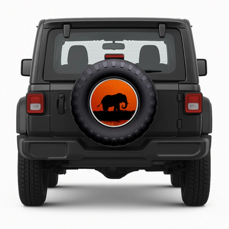 "Elephant" Spare Tire Cover front view on vehicle
