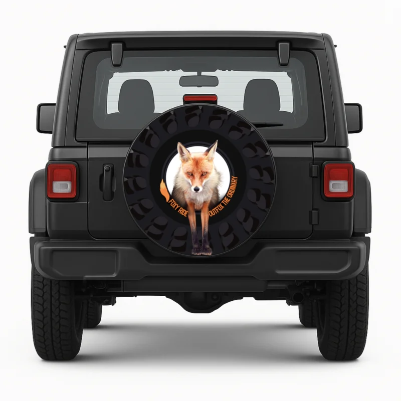 "Foxy Ride" Spare Tire Cover front view on vehicle