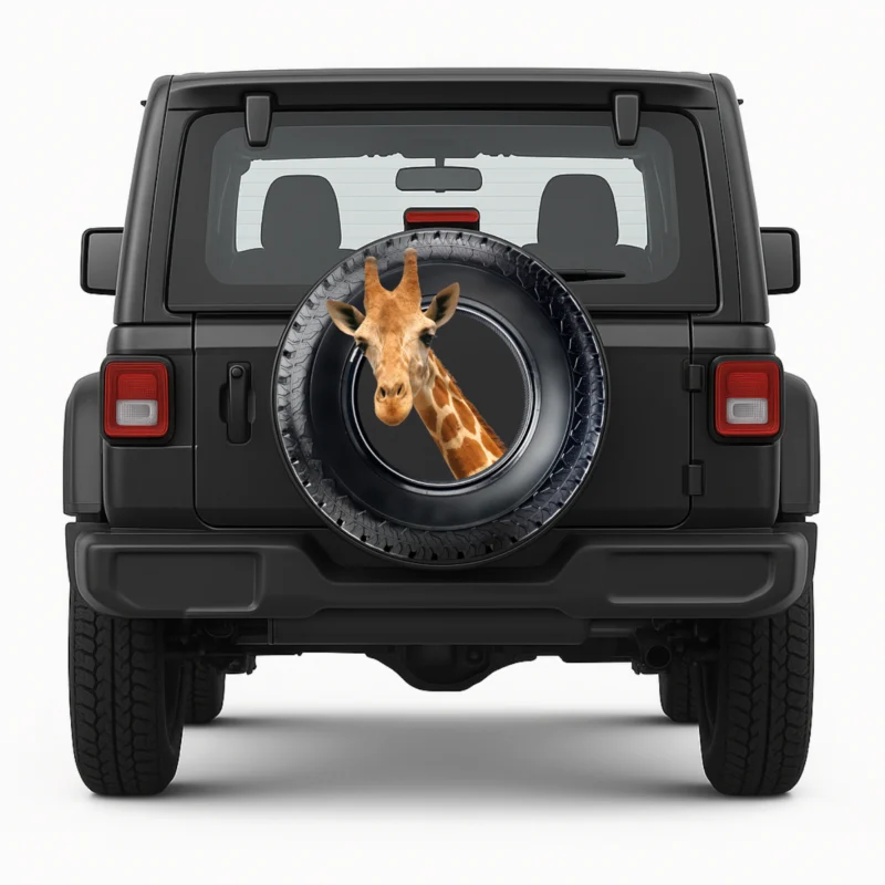 "Giraffe" Spare Tire Cover front view on vehicle