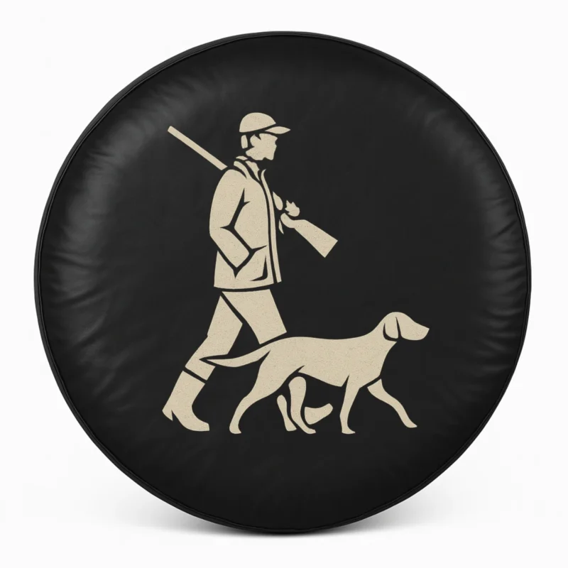 Hunter and dog Spare Tire Cover - front view