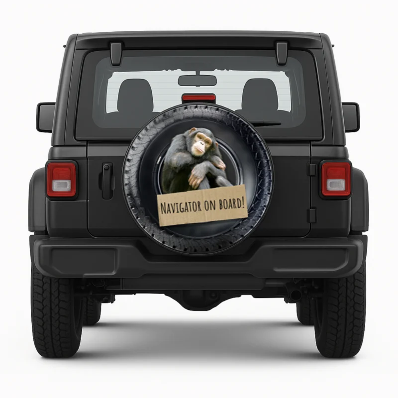 "Monkey" Spare Tire Cover front view on vehicle