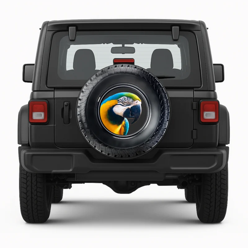 "Parrot" Spare Tire Cover front view on vehicle