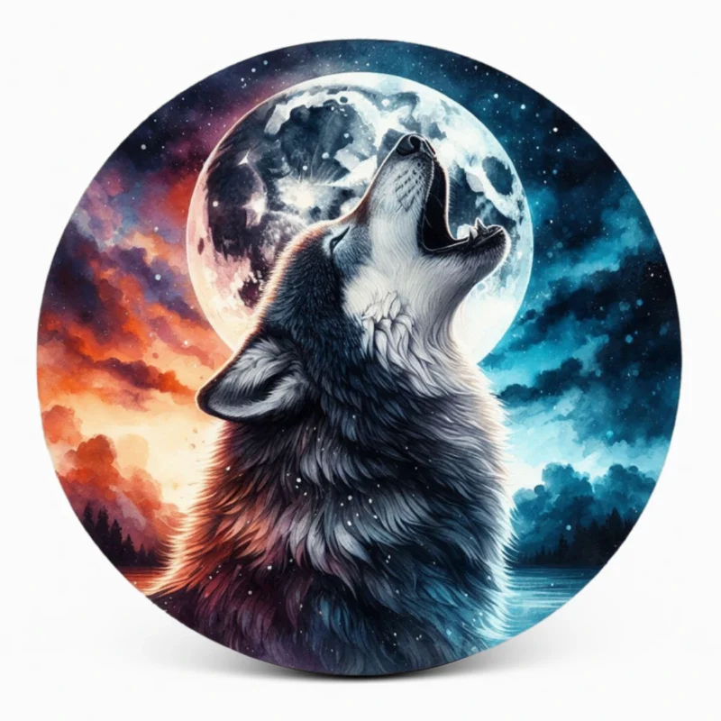 Howling Wolf Moon Spare Tire Cover front view