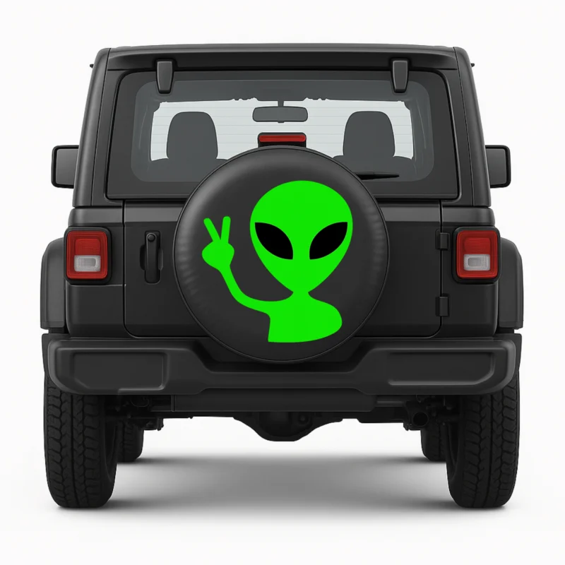 "Alien" Spare Tire Cover - front view on vehicle