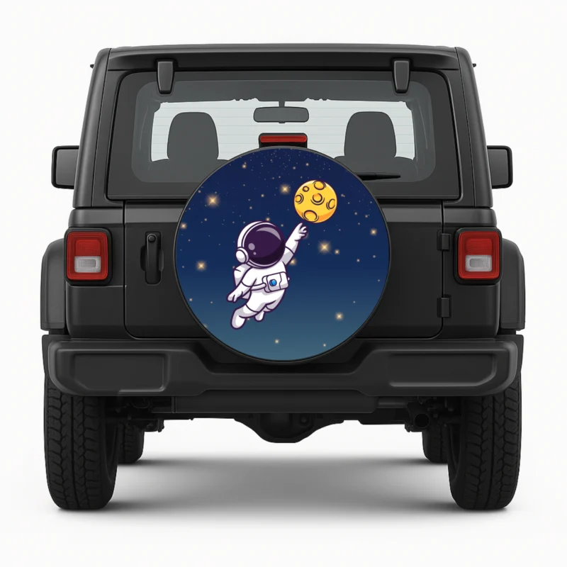 "Astronaut" Spare Tire Cover - front view on vehicle