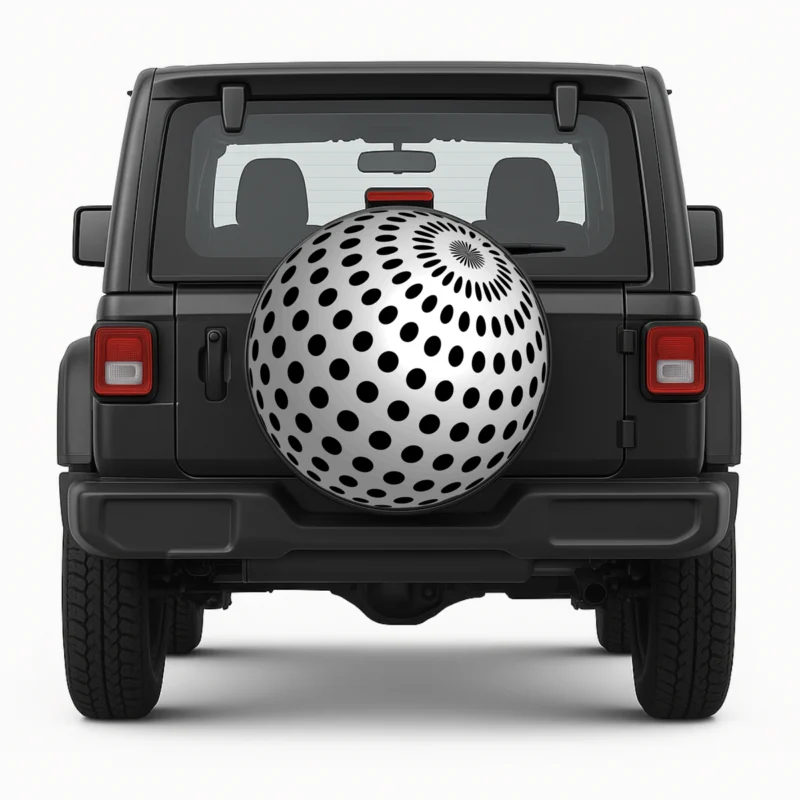 "3D Halftone Sphere" Spare Tire Cover - front view on vehicle