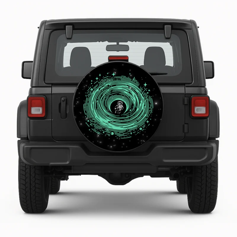 "Black Hole" Spare Tire Cover - front view on vehicle