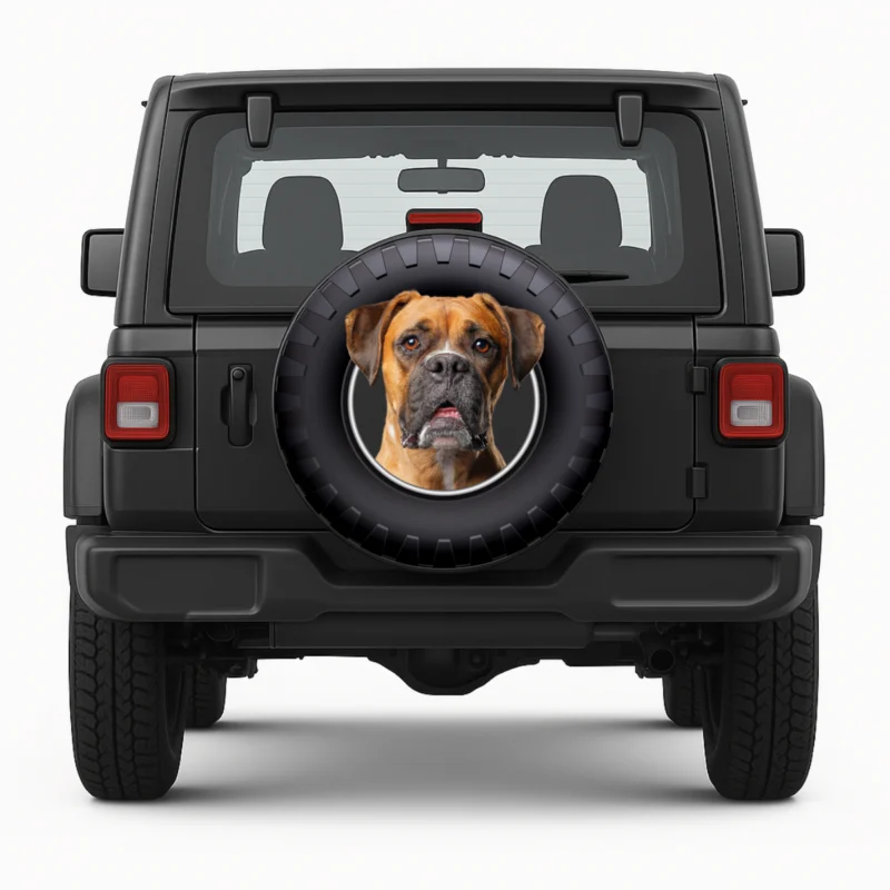 "Boxer" Spare Tire Cover - front view on vehicle