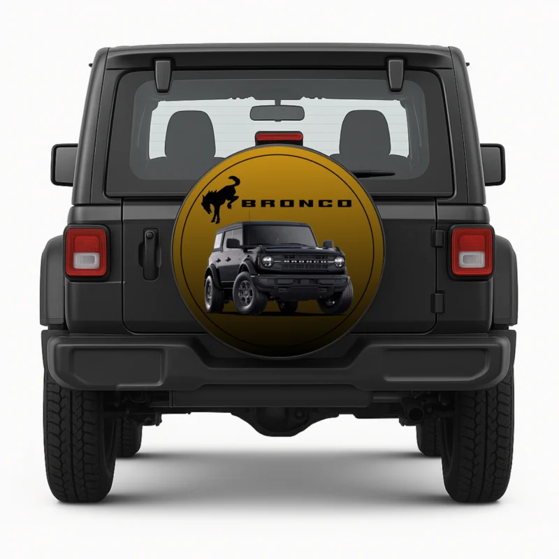 "An Icon of Power and Freedom" Spare Tire Cover front view on vehicle