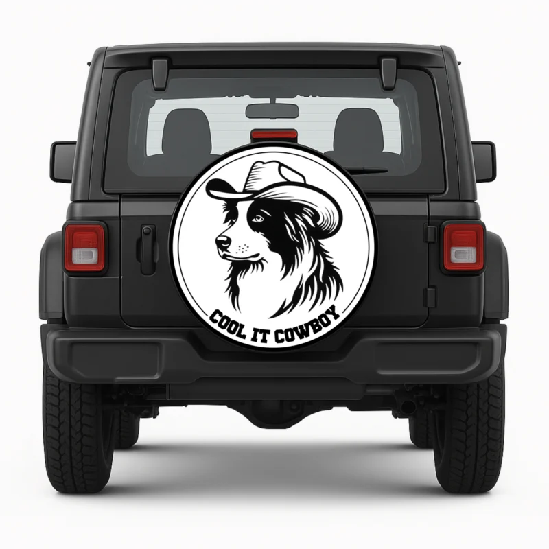 "Cool it Cowboy" Spare Tire Cover - front view on vehicle