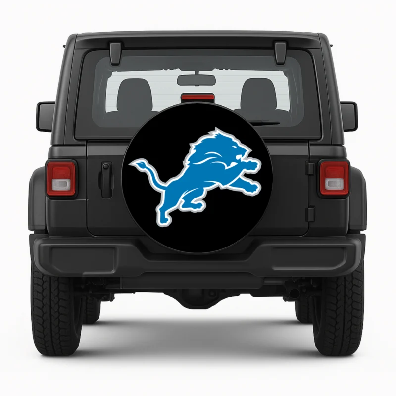 "Detroit Lions Logo" Spare Tire Cover - front view on vehicle
