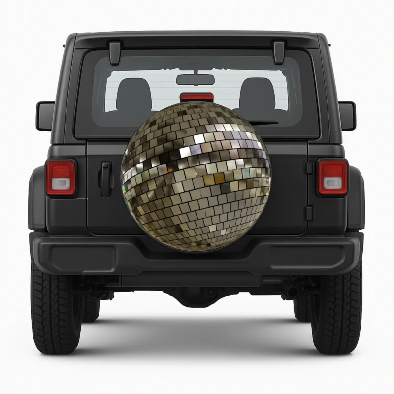 "Disco ball" Spare Tire Cover - front view on vehicle