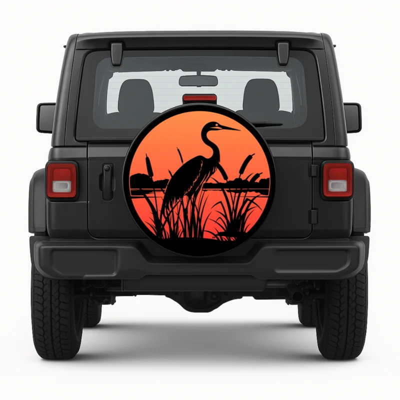 "Heron" Spare Tire Cover - front view on vehicle