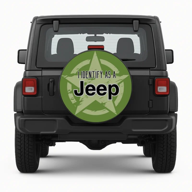 "Born for the Jeep Life" Spare Tire Cover - front view on vehicle