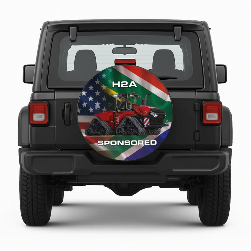 "H2A" Spare Tire Cover - front view on vehicle