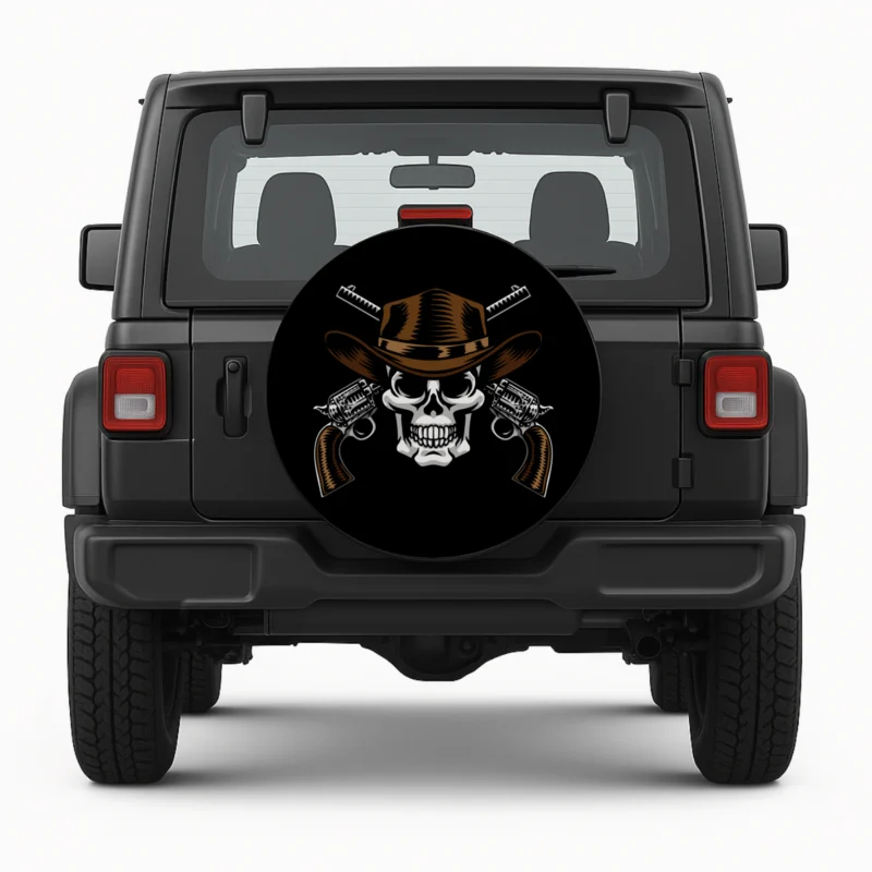 "Outlaw Spirit" Spare Tire Cover - front view on vehicle