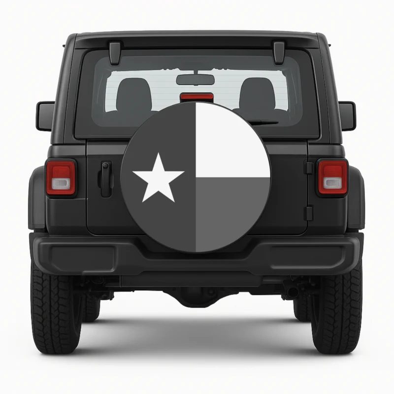 "Texas flag" Spare Tire Cover - front view on vehicle