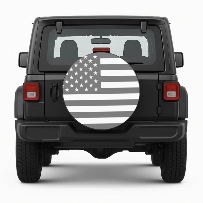 "US flag" Spare Tire Cover - front view on vehicle