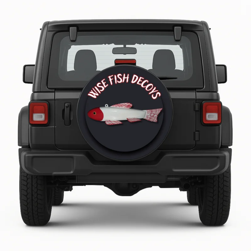 "Wise Fish Decoys" Spare Tire Cover - front view on vehicle