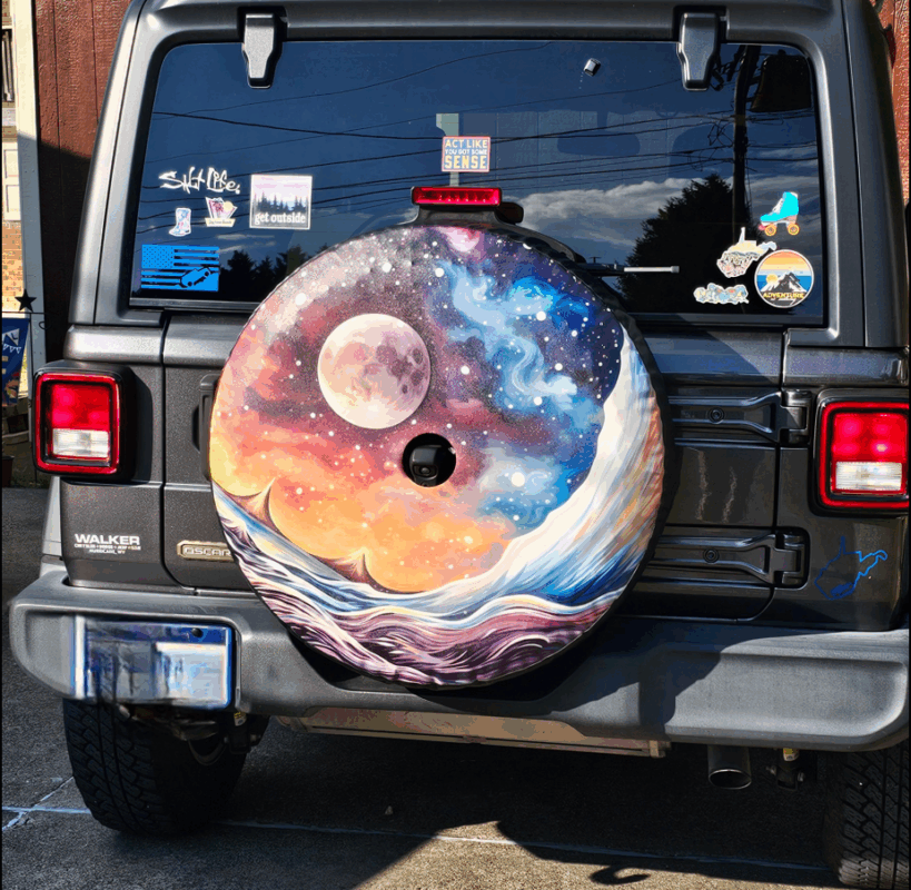 Spare tire cover installed on Jeep wrangler - review from a customer