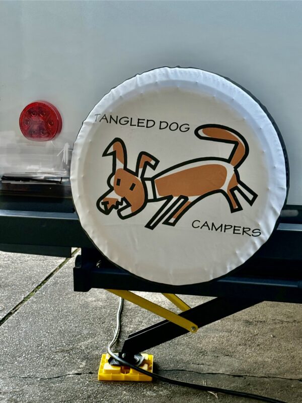 Spare tire cover installed on RV