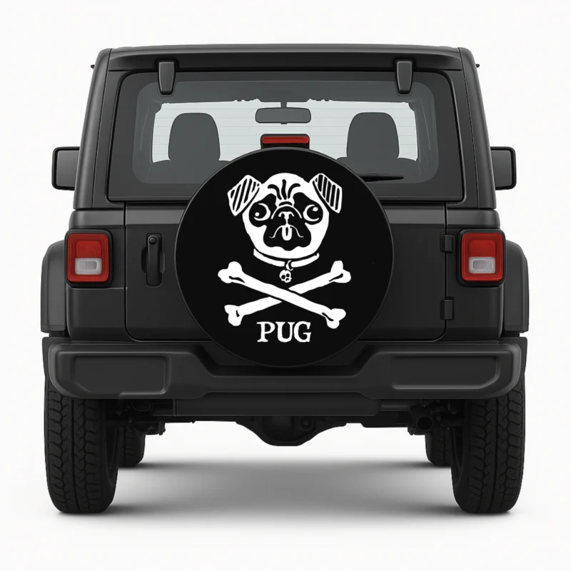 Jolly Pug Rogers — custom spare tire cover by Wheel Shell