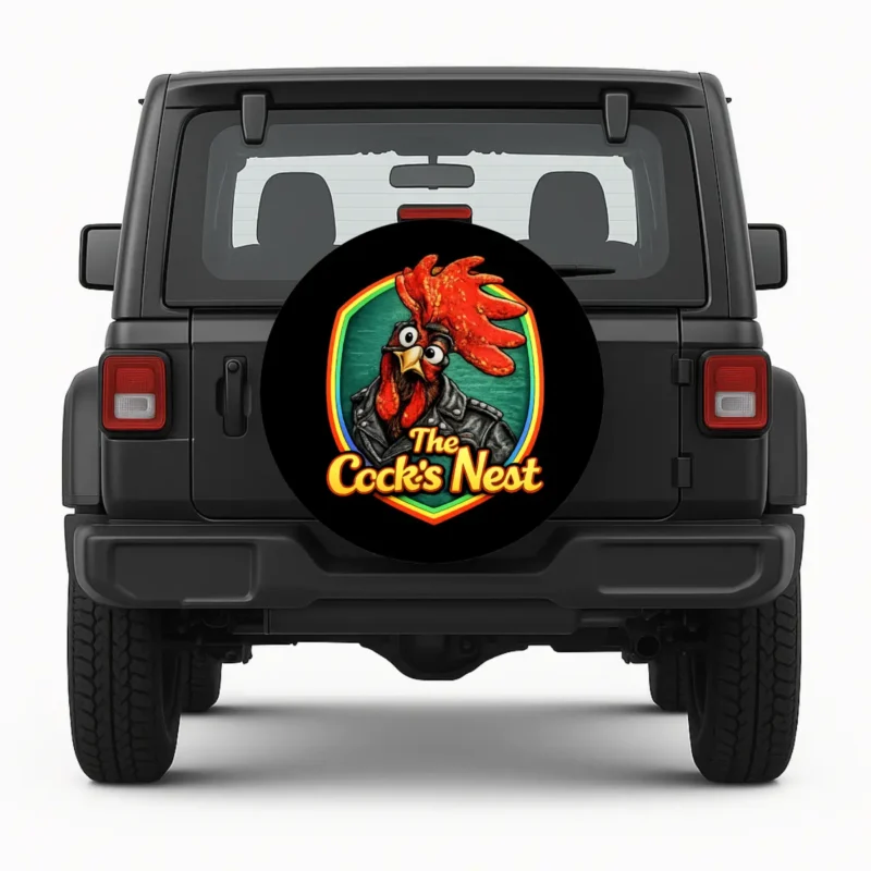 The Cock's Nest — custom spare tire cover by Wheel Shell
