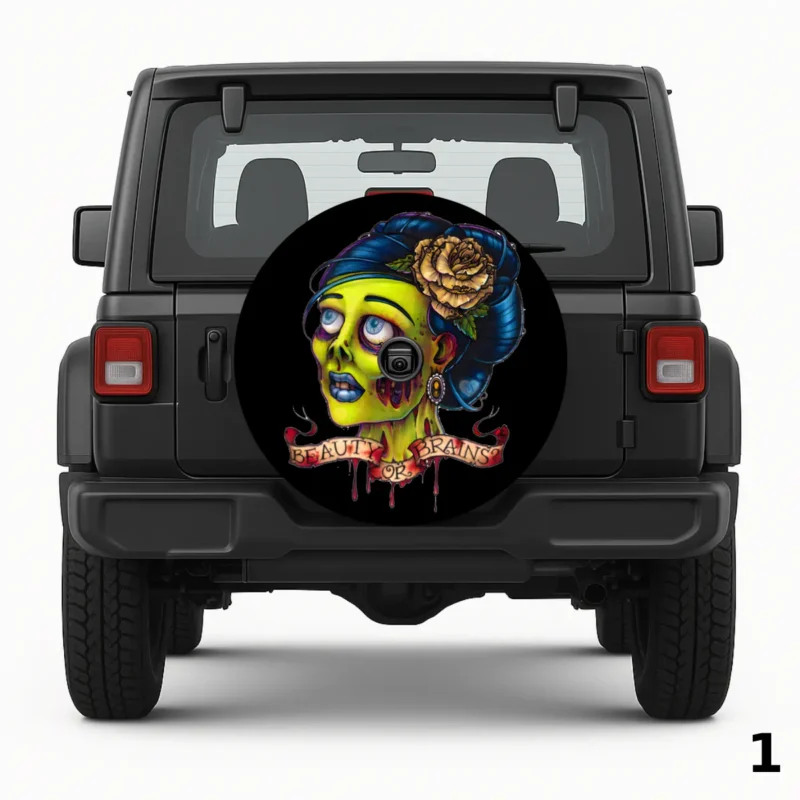 Beauty Or Brains — custom spare tire cover by Wheel Shell