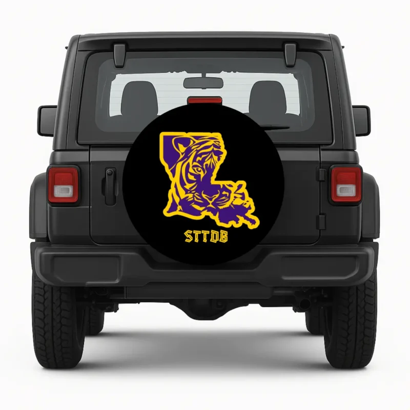 Tiger Purple Yellow — custom spare tire cover by Wheel Shell