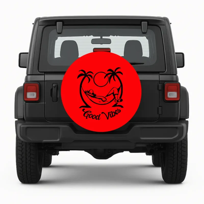 Good Vibes — custom spare tire cover by Wheel Shell