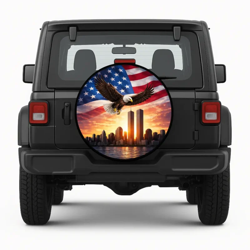 Twin Towers & American Bald Eagle Spare Tire Cover